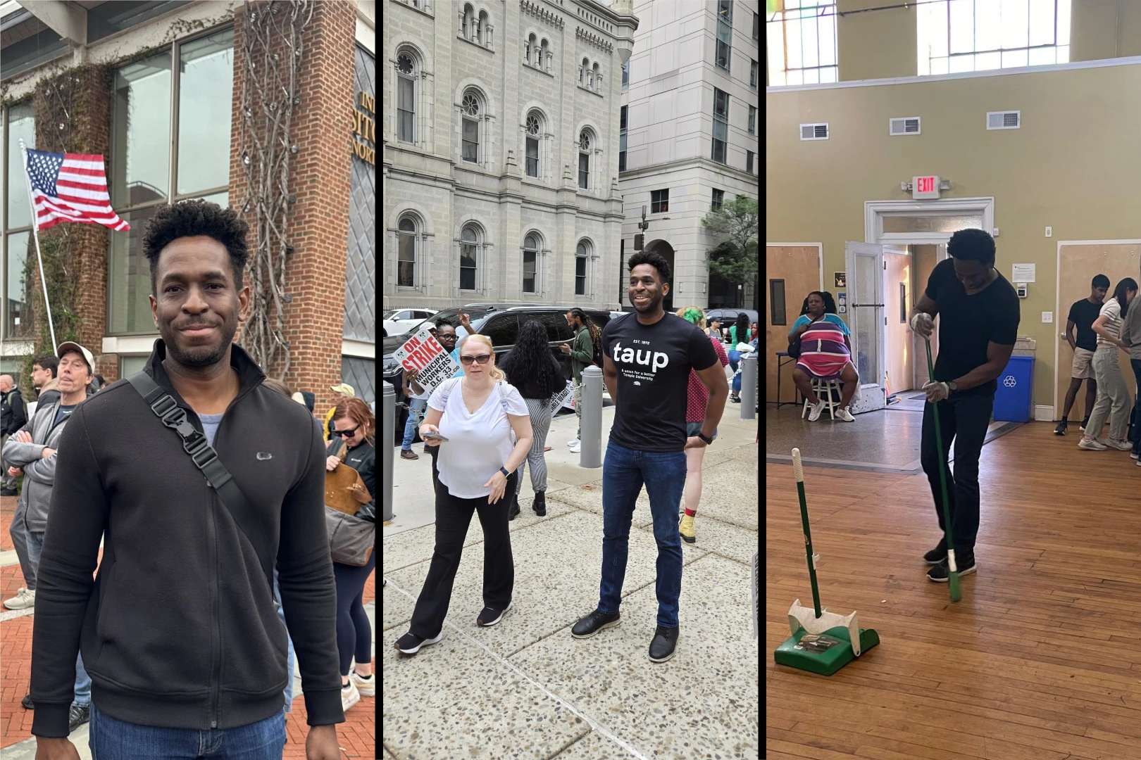 Karl in the community volunteering, protesting, and organizing